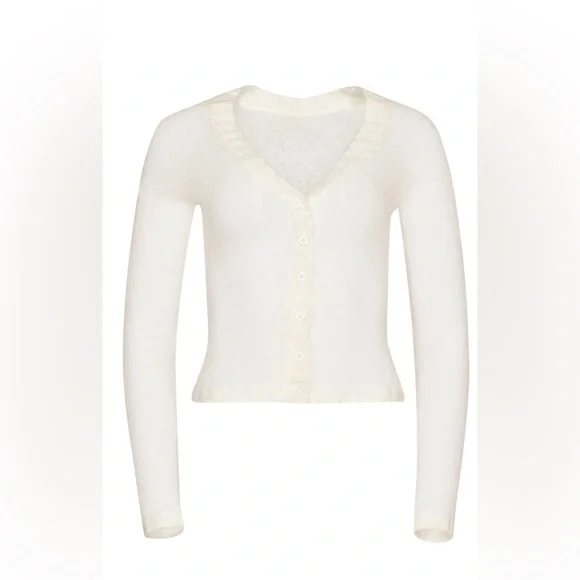 Danielle Guizio　mohaih ribbed ccrdigan Danielle Guizio Mohair Ribbed Cardigan - Lavender | Garmentory